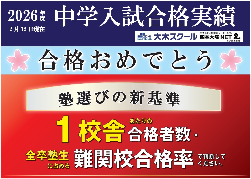 中学受験合格実績ポリシー　　 | 広島の学習塾・進学塾・個別指導｜大木スクール